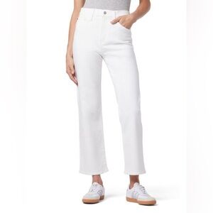 Hudson Noa White Ankle High Rise Straight Leg Jeans Size 31 Raw Hem